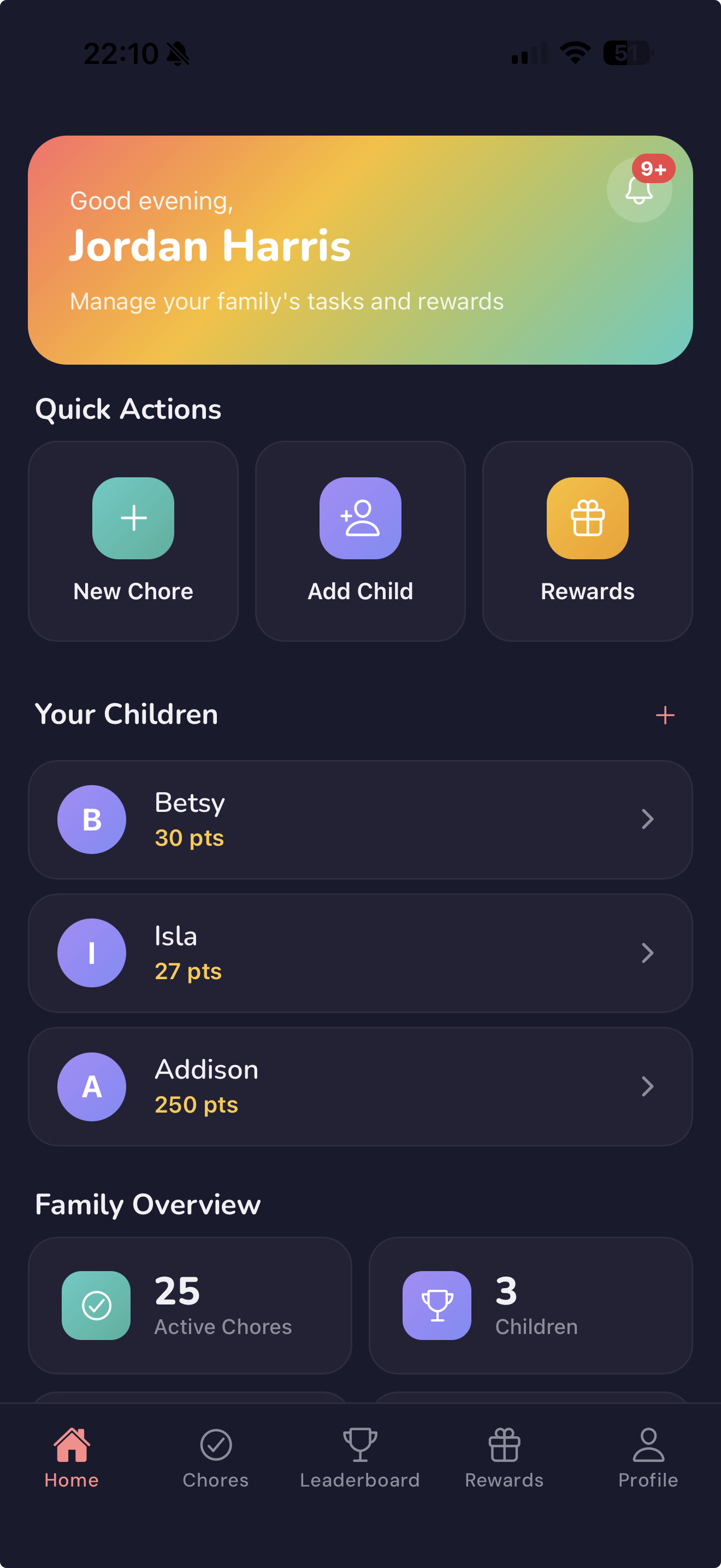 Taskadoodles parent dashboard