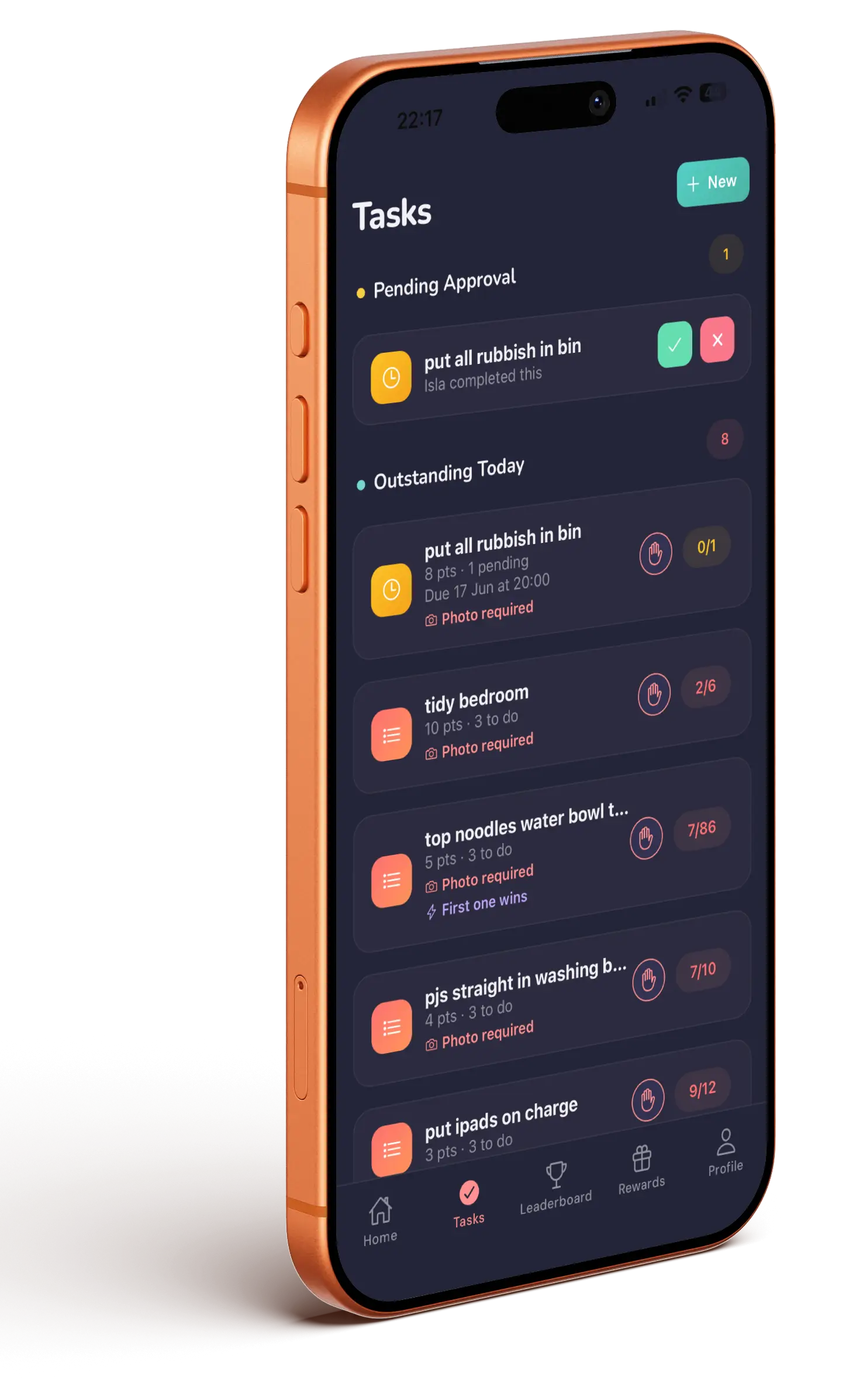 A completed task pending approval — approve or reject with one tap